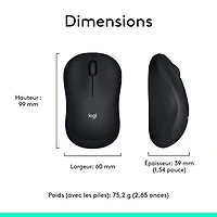 Souris optique sans fil M185 de Logitech - Noir