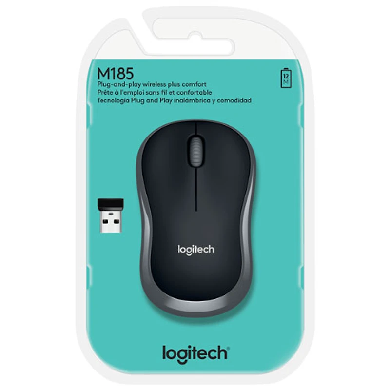 Souris optique sans fil M185 de Logitech - Noir