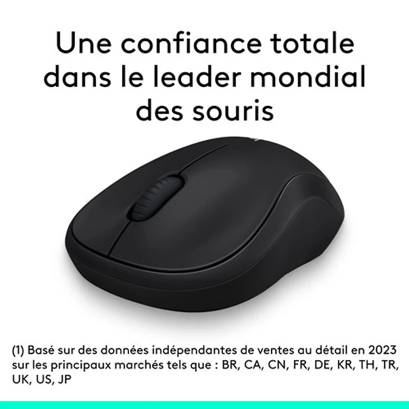 Souris optique sans fil M185 de Logitech - Noir