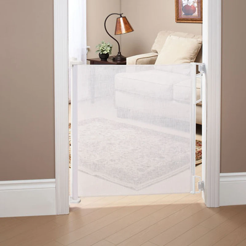 Bily Retractable Hardware Mounted Safety Gate - White