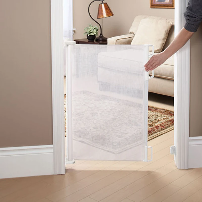 Bily Retractable Hardware Mounted Safety Gate - White