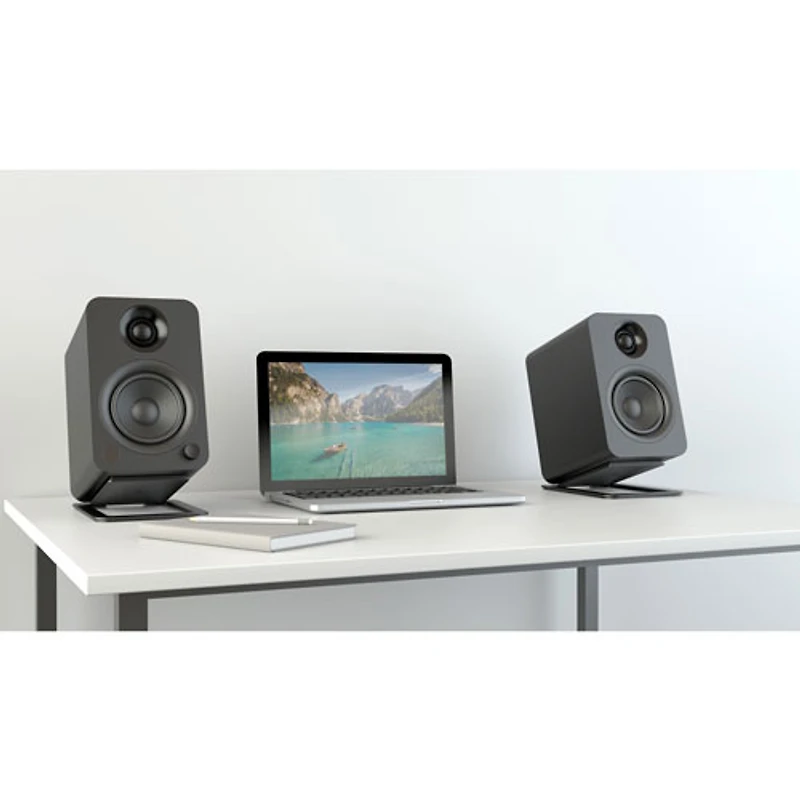 Kanto YU 140-Watt Bookshelf Speaker - Pair - Matte Black Vinyl - Only at Best Buy