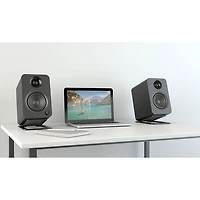 Kanto YU 140-Watt Bookshelf Speaker - Pair - Matte Black Vinyl - Only at Best Buy