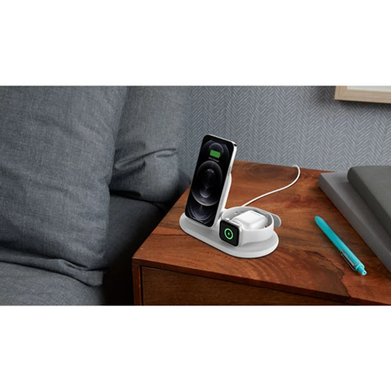 Belkin 3-in-1 Wireless Qi Charging Station for iPhone, Apple Watch & AirPods - White