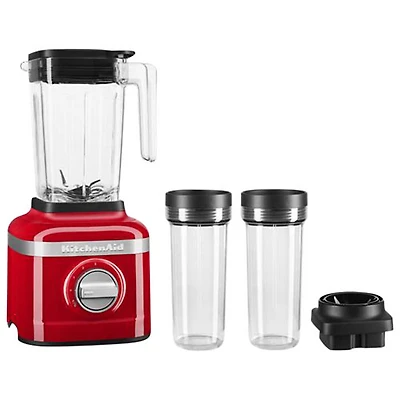 Mélangeur de 1,42 l et 650 W K150 de KitchenAid + contenants personnels de 2,16 oz - Rouge passion