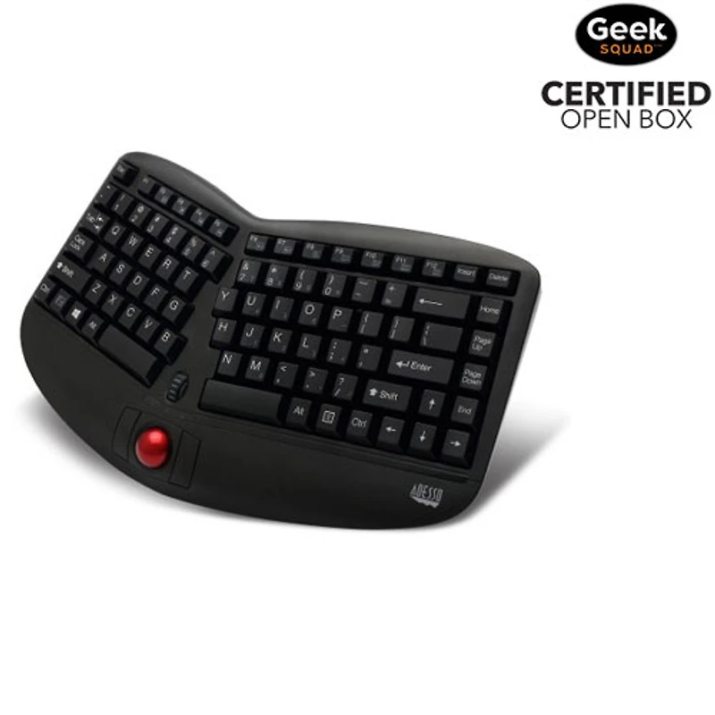 Open Box - Adesso Tru-Form Media 3150 Wireless Ergonomic Keyboard with Trackball - (WKB-3150UB)