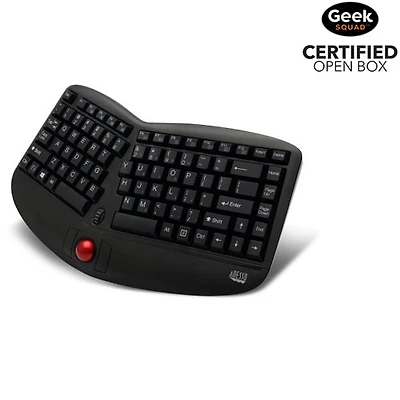 Open Box - Adesso Tru-Form Media 3150 Wireless Ergonomic Keyboard with Trackball - (WKB-3150UB)