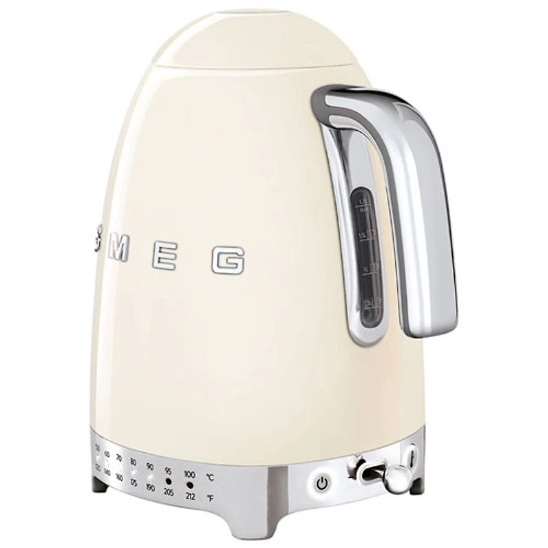 Bouilloire électrique programmable de la gamme Années 50 de Smeg - 1,7 l - Crème