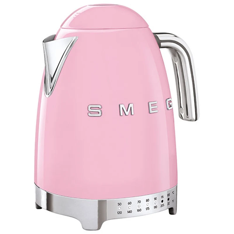 Bouilloire électrique programmable de style années 50 de Smeg - 1,7 L - Rose