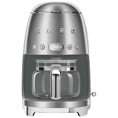 Cafetière à filtre programmable de style années 50 de Smeg - 10 tasses - Acier inoxydable