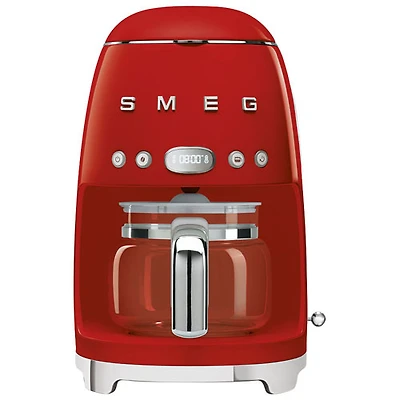 Cafetière à filtre programmable de style années 50 de Smeg - 10 tasses - Rouge