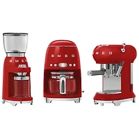 Cafetière à filtre programmable de style années 50 de Smeg - 10 tasses - Rouge