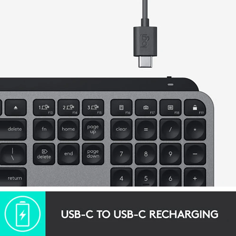 Logitech MX Keys Bluetooth Backlit Keyboard for Mac - Space Grey - Bilingual