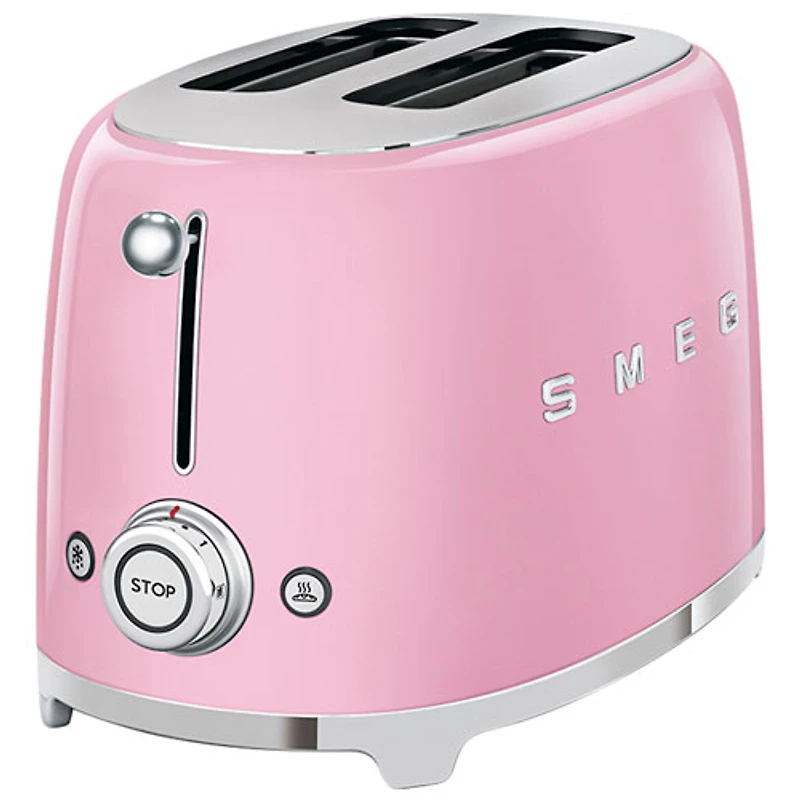 Grille-pain rétro des années 50 de Smeg - 2 tranches - Rose