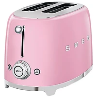 Grille-pain rétro des années 50 de Smeg - 2 tranches - Rose