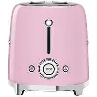 Grille-pain rétro des années 50 de Smeg - 2 tranches - Rose