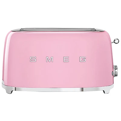 Grille-pain rétro à fentes longues des années 50 de Smeg - 4 tranches - Rose