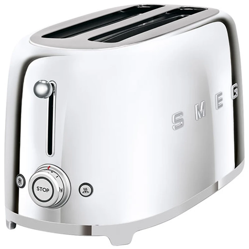 Smeg 50's Style Retro Long Slot Toaster - 4-Slice - Chrome