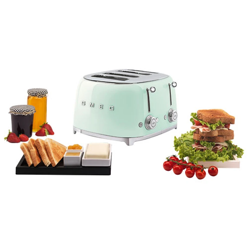 Grille-pain rétro des années 50 de Smeg - 4 tranches - Vert pastel