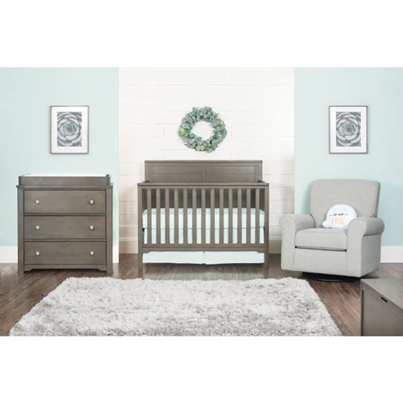 Child Craft Forever Eclectic Flat Top Solid Wood 4-in-1 Convertible Crib - Dapper Grey