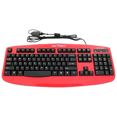 Seal Shield Storm Wired Full Size Waterproof Keyboard - Red - English