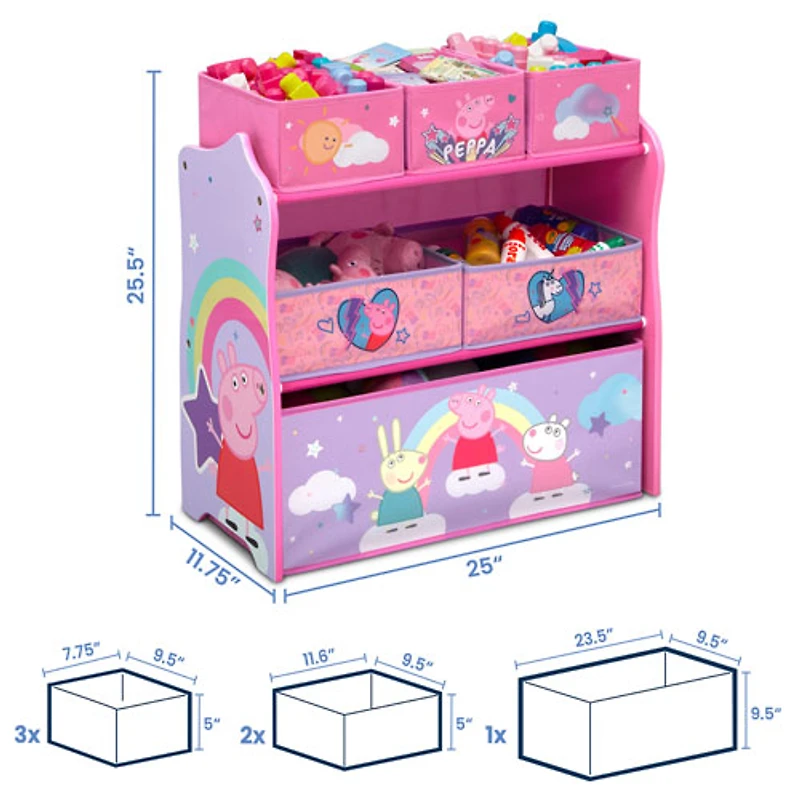 Meuble de rangement de jouets à 6 compartiments Peppa Pig - Rose/Violet