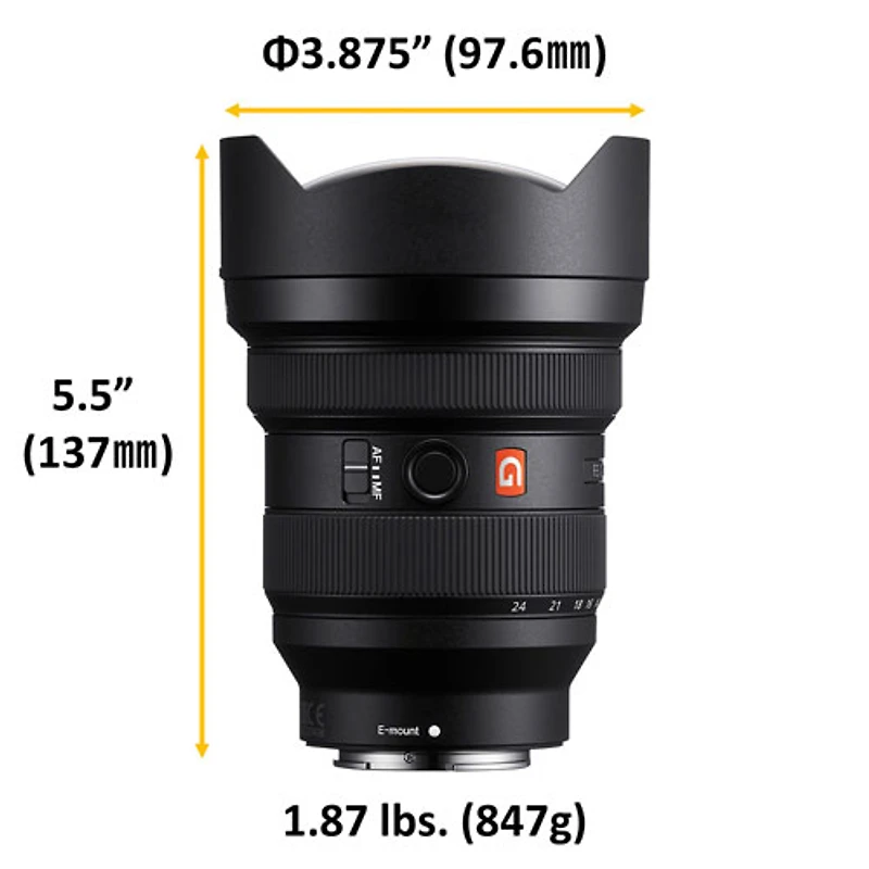 Obj. zoom UGA plein format grande ouverture monture E FE 12-24 mm f/2,8 Premium G Master Sony