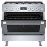 Cuisinière à gaz autonome à 6 brûleurs convection véritable 3,5 pi³ 36 po Bosch (HGS8655UC) - Inox