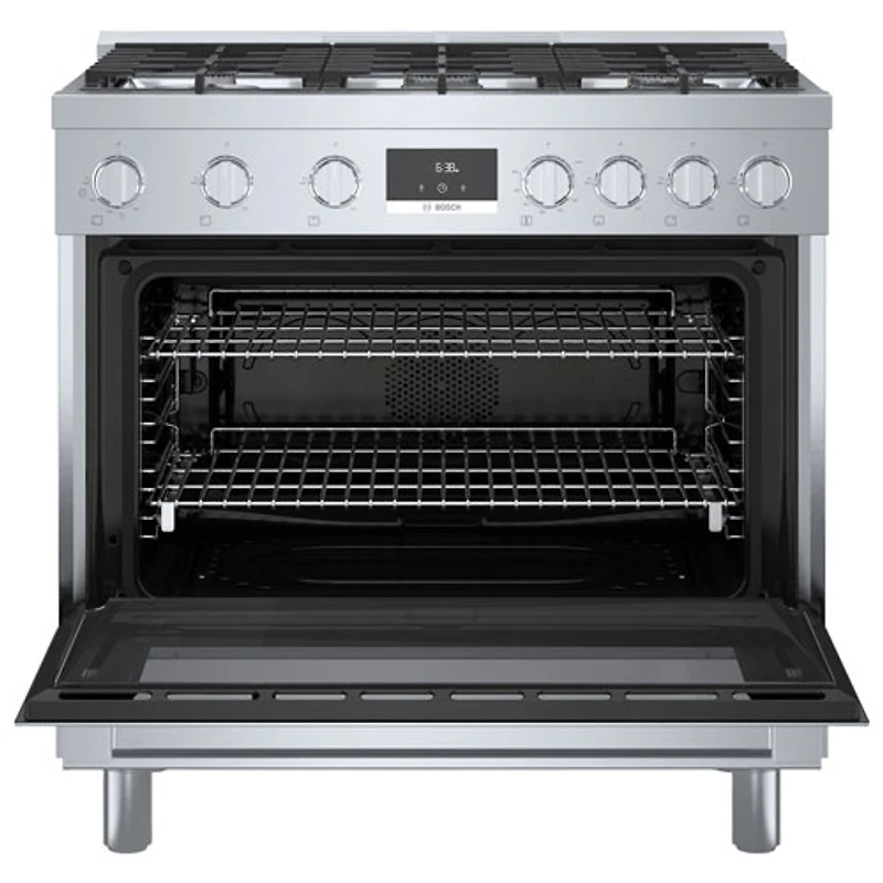Cuisinière à gaz autonome à 6 brûleurs convection véritable 3,5 pi³ 36 po Bosch (HGS8655UC) - Inox