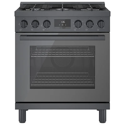 Cuisinière gaz autonome 5 brûleurs convection véritable 3,7 pi³ 30 po Bosch (HGS8045UC) - Inox noir