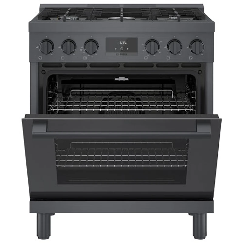 Cuisinière gaz autonome 5 brûleurs convection véritable 3,7 pi³ 30 po Bosch (HGS8045UC) - Inox noir