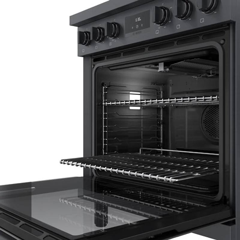 Cuisinière gaz autonome 5 brûleurs convection véritable 3,7 pi³ 30 po Bosch (HGS8045UC) - Inox noir