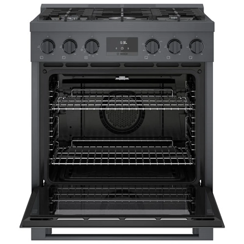 Cuisinière gaz autonome 5 brûleurs convection véritable 3,7 pi³ 30 po Bosch (HGS8045UC) - Inox noir