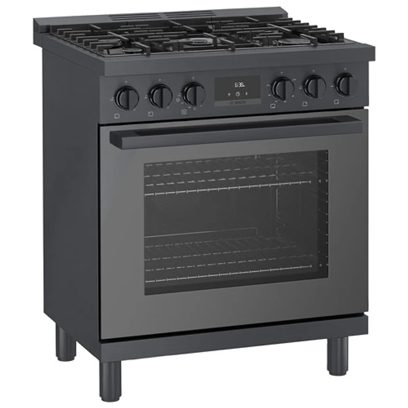 Cuisinière gaz autonome 5 brûleurs convection véritable 3,7 pi³ 30 po Bosch (HGS8045UC) - Inox noir