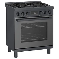 Cuisinière gaz autonome 5 brûleurs convection véritable 3,7 pi³ 30 po Bosch (HGS8045UC) - Inox noir