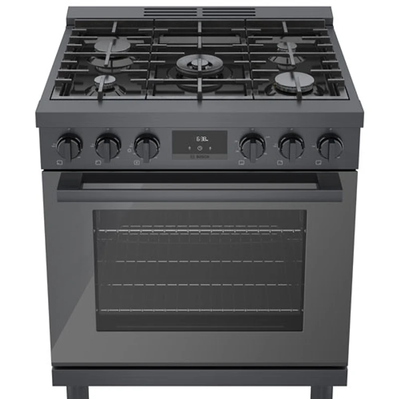 Cuisinière gaz autonome 5 brûleurs convection véritable 3,7 pi³ 30 po Bosch (HGS8045UC) - Inox noir