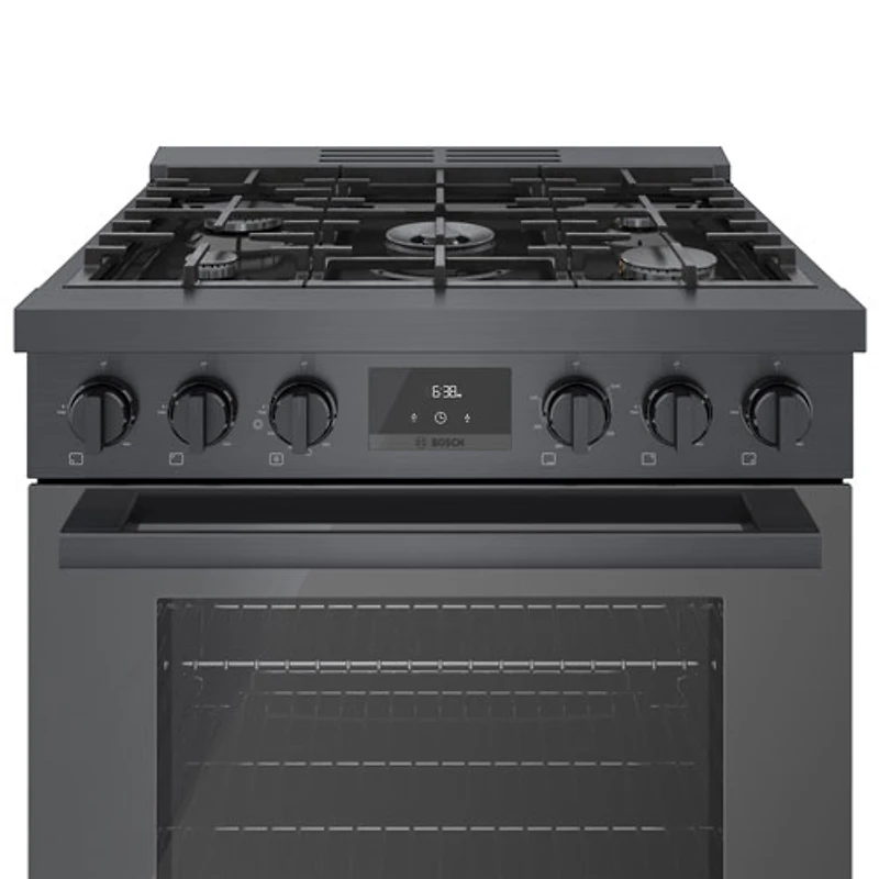 Cuisinière gaz autonome 5 brûleurs convection véritable 3,7 pi³ 30 po Bosch (HGS8045UC) - Inox noir
