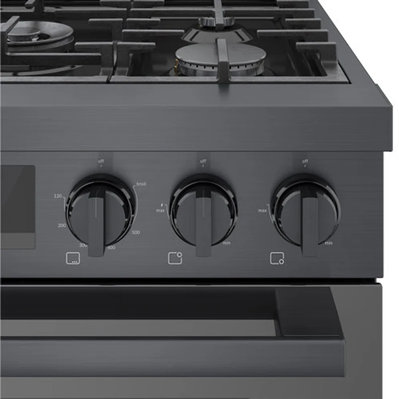 Cuisinière gaz autonome 5 brûleurs convection véritable 3,7 pi³ 30 po Bosch (HGS8045UC) - Inox noir