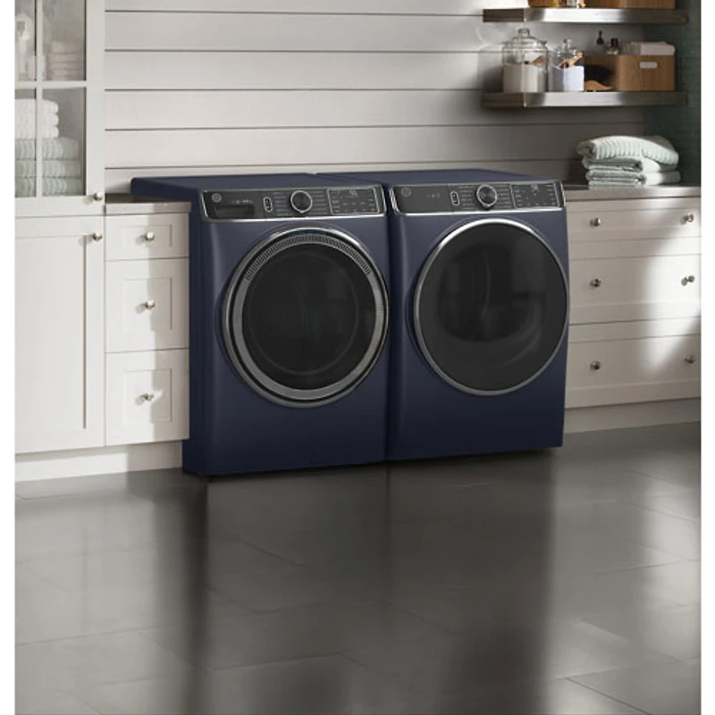 GE 7.8 Cu. Ft. Large Capacity Stackable Electric Dryer with Moisture Sensing, PowerSteam, Energy Star & Wi-Fi (GFD85ESMNRS) - Sapphire Blue