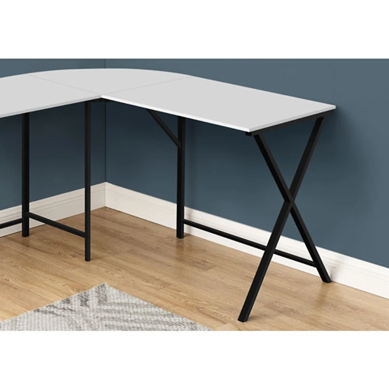 Bureau d'angle d'ordinateur de Monarch - Blanc/Noir