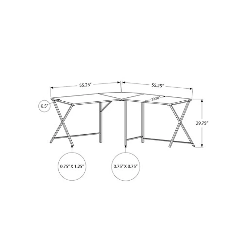 Bureau d'angle d'ordinateur de Monarch - Blanc/Noir
