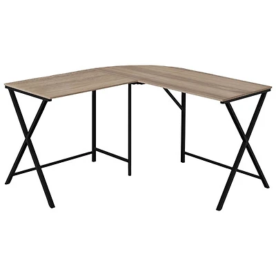 Bureau d'angle d'ordinateur de Monarch - Taupe foncé/Noir
