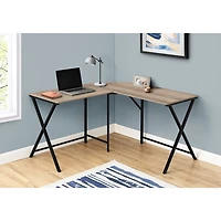 Bureau d'angle d'ordinateur de Monarch - Taupe foncé/Noir