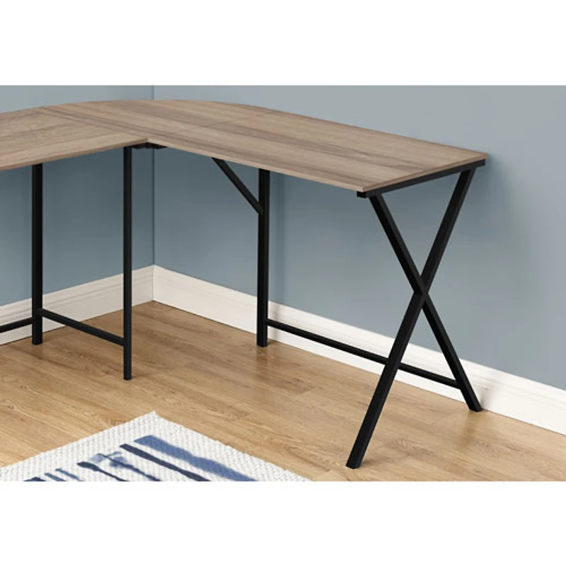 Bureau d'angle d'ordinateur de Monarch - Taupe foncé/Noir
