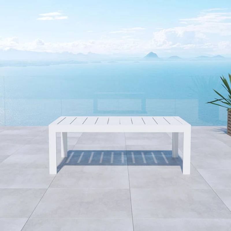 Portofino Contemporary Rectangular Outdoor Coffee Table - White