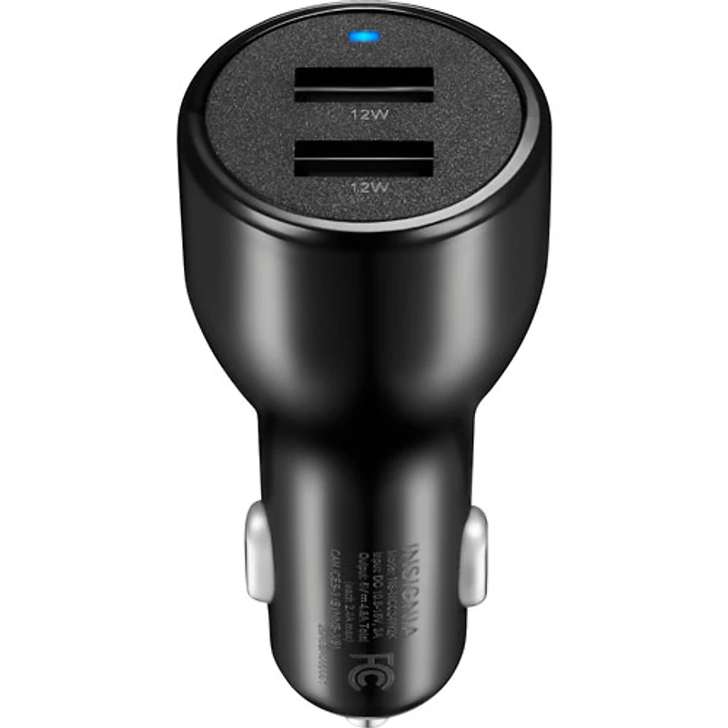 Insignia 24W Dual USB Car Charger - Black - Only at Best Buy