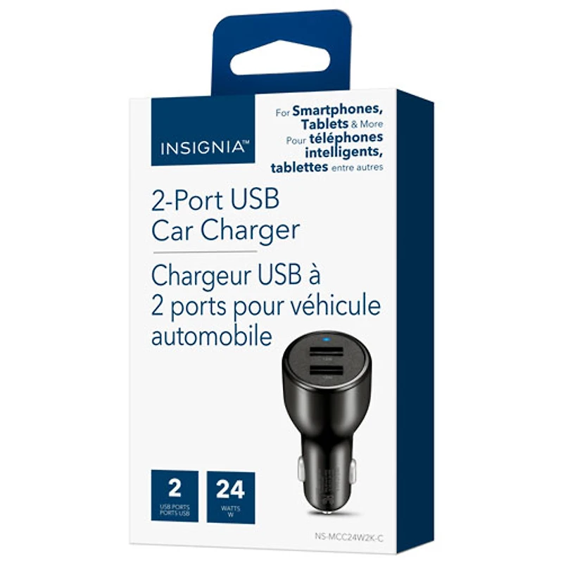 Insignia 24W Dual USB Car Charger - Black - Only at Best Buy