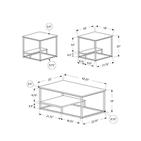 Monarch Contemporary 3-Piece Coffee Table & End Tables Set with Half Shelves - Taupe/Black