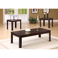 Monarch Contemporary 3-Piece Coffee Table & End Tables Set - Walnut