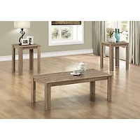 Monarch Contemporary 3-Piece Coffee Table & End Tables Set - Grey Taupe
